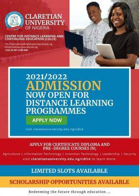 Claretian University Distance Learning Programmes Admission, 2021/2022