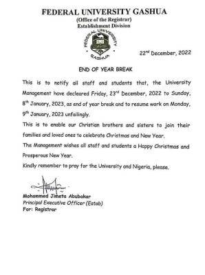 FUGASHUA announces end of the year break