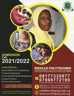 Enville Poly admission form for 2021/2022 session
