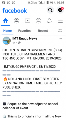 IMT Enugu NDI AND HNDI 1st semester exam timetable, 2019/2020 