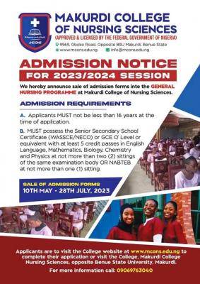 Makurdi College Of Nursing Sciences Admission, 2023/2024