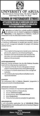 UNIABUJA Masters Programme in Diabetic Education 2021/2022