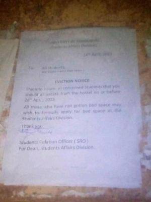 UNIMAID eviction notice to all students