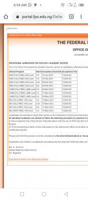 OFFAPOLY 1st Batch ND Part-time admission list for 2020/2021 session