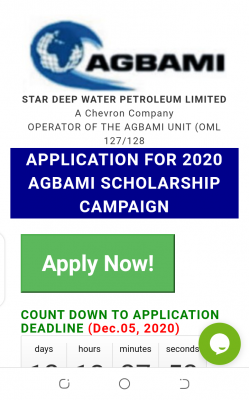 2020 Agbami Scholarship Campaign For Nigerians