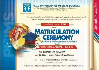 PAMO University of Medical Sciences announces 6th Matriculation Ceremony