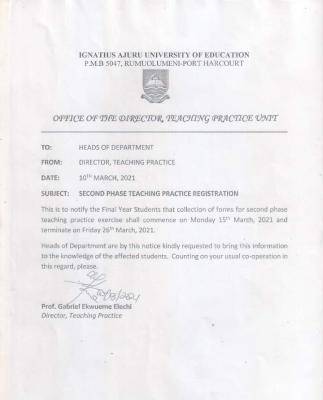 IAUE notice on registration for the 2nd phase of teaching practice