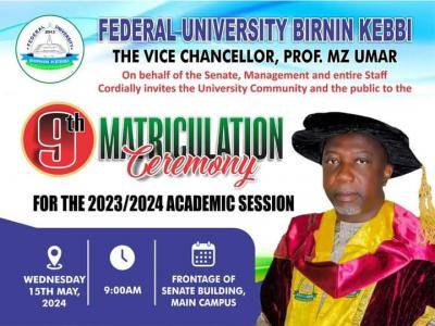 FUBK announces 9th Matriculation Ceremony
