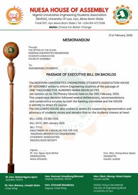 UNIUYO Faculty of Engineering notice to students on backlog fee