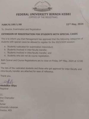 FUBK extends registration for students with special cases