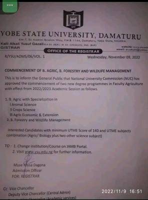 YSU Releases 2022/2023 Admission Forms For New Programmes