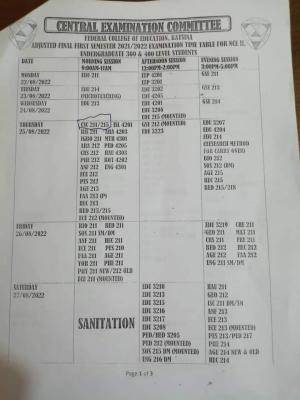 FCE, Katsina 1st semester 2021/2022 examination timetable
