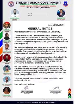 AAU SUG issues security alert to students