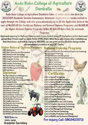 Audu Bako College of Agriculture Admission 2023/2024