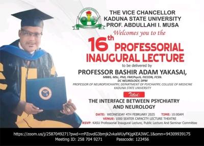 Kaduna State University 16th Professorial Inaugural lecture