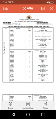 AKSU 2nd semester exam timetable for 2019/2020 session