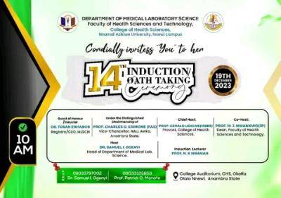UNIZIK 14th Induction/Oath-Taking Ceremony for Department of Medical Laboratory Science Graduands