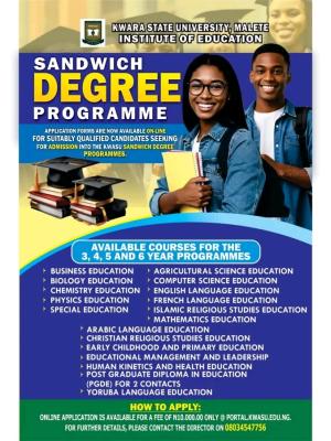 KWASU announces admission into Sandwich Degree Admission Programmes, 2026