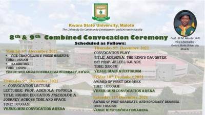 KWASU 8th & 9th Convocation Schedule of Events