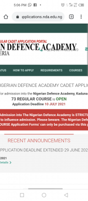 NDA extends 73rd Regular course application deadline