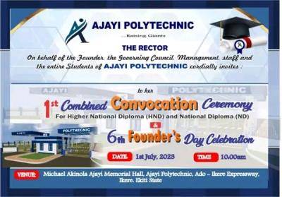 Ajayi Polytechnic announces 1st Combined Convocation Ceremony & 6th Founders Day Celebration
