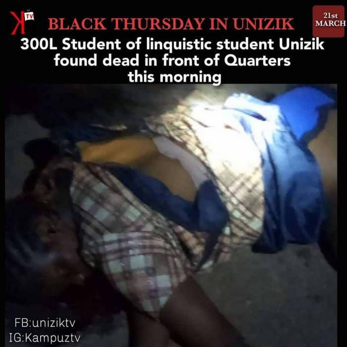 Female UNIZIK Student Found Dead Near Commissioners Quarters In Anambra