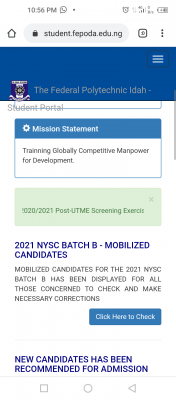 Fed Poly, Idah approved list of 2021 NYSC Batch B prospective corps members