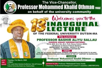 Federal University Dutsin-Ma announces 13th Inaugural Lecture