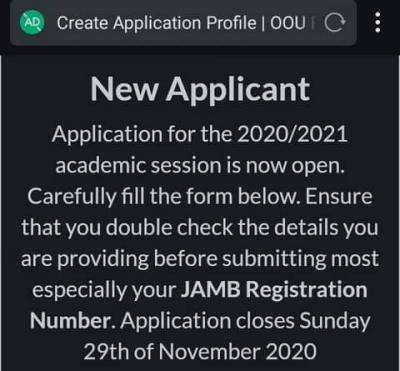 OOU extends post utme registration deadline for 2020/2021 session