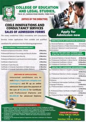 College of Education and Legal Studies Innovations and Consultancy Services Admission, 2026