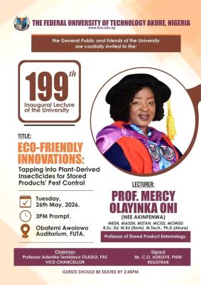 FUTA announces 199th Inaugural Lecture