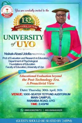 UNIUYO announces 132nd Inaugural Lecture