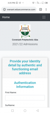 Convenant Polytechnic, Aba admission for 2021/2022 session