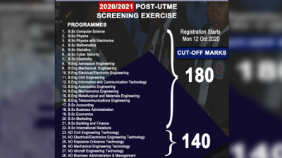 AFIT Post-UTME 2020: Cut-off mark, Eligibility, Screening Dates and Registration Details