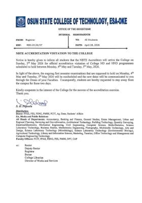 OSCOTECH reschedules exams for 4th & 5th May