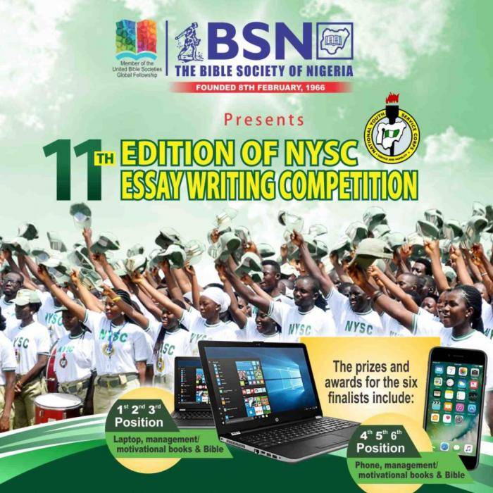 2022 Bible Society of Nigeria NYSC Essay Writing Competition