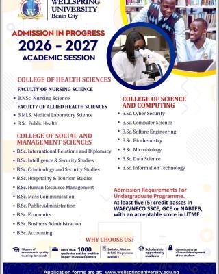 Wellspring University Post-UTME 2026: Eligibility and Registration Details