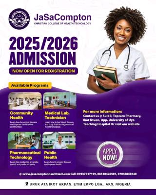 JaSaCompton Christian College of Health Technology Opens Registration, 2025/2026