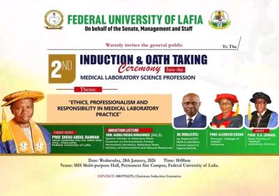 FULAFIA to Hold 2nd Induction and Oath-Taking Ceremony for Medical Laboratory Science Graduates