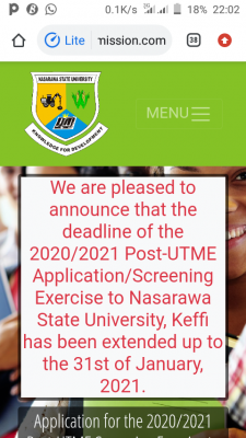 NSUK extends Post-UTME registration deadline for 2020/2021 session