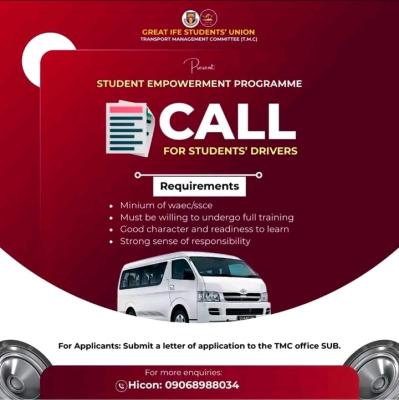 OAU SUG calls for student drivers