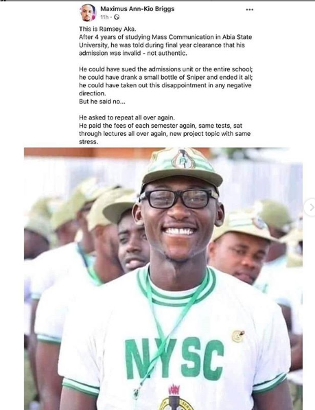 Corps Member Recounts How he was Told his Admission was Invalid on Graduation Day and had to Repeat Another 4-years