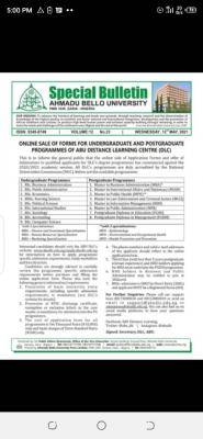 ABU Distance Learning (DLC) Batch B Admission Form For 2020/2021 Session