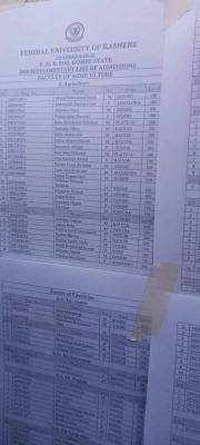 FUKashere supplementary admission list out on the school's notice board