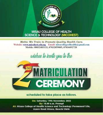 Misau College of Health Science and Technology announces 2nd ...