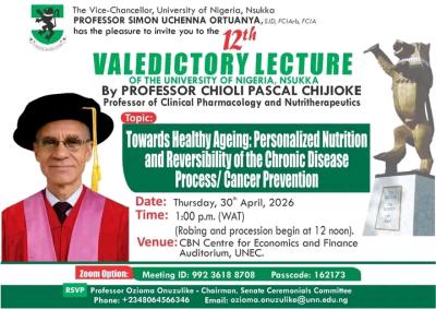 University of Nigeria, Nsukka announces 12th Valedictory Lecture