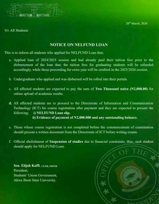 AKSU SUG update on NELFUND Loan