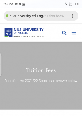 Nile University school fees schedule for 2021/2022 session