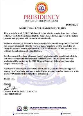 FUKASHERE SRC notice to All NELFUND Beneficiaries