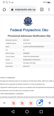 Fed Poly, Oko ND Full time admission list now on school portal, 2020/2021